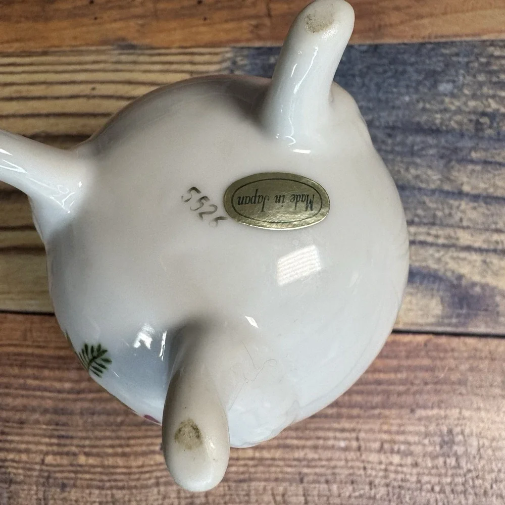 Lefton Cracked Egg‎ Vase Planter #5526 Porcelain 3 Footed Yellow Floral Vtg MCM